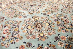 4'1 x 4'1 Hand Knotted Indo Kashan Floral Oriental Round Rug