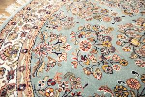 4'1 x 4'1 Hand Knotted Indo Kashan Floral Oriental Round Rug