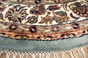4'1 x 4'1 Hand Knotted Indo Kashan Floral Oriental Round Rug