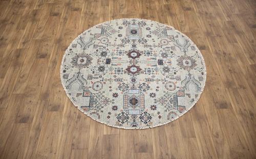 5'10 x 5'11 Hand Knotted Oushak Floral Oriental Round Rug