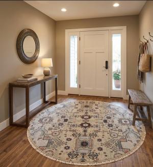 5'10 x 5'11 Hand Knotted Oushak Floral Oriental Round Rug