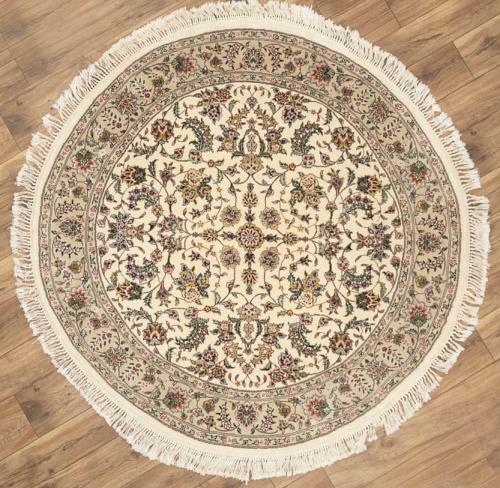 5'10 x 5'11 Hand Knotted Indo Kashan Oriental Round Rug