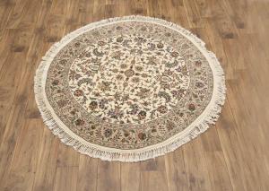 5'10 x 5'11 Hand Knotted Indo Kashan Oriental Round Rug