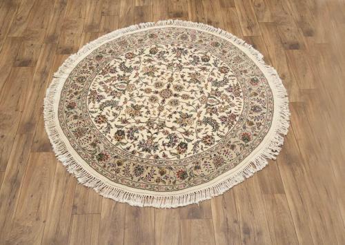 5'10 x 5'11 Hand Knotted Indo Kashan Oriental Round Rug