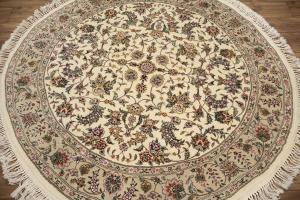 5'10 x 5'11 Hand Knotted Indo Kashan Oriental Round Rug