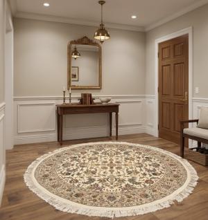 5'10 x 5'11 Hand Knotted Indo Kashan Oriental Round Rug