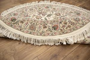 5'10 x 5'11 Hand Knotted Indo Kashan Oriental Round Rug