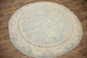 6'1 x 6'2 Hand Knotted Oushak Floral Oriental Wool Round Rug