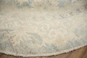 6'1 x 6'2 Hand Knotted Oushak Floral Oriental Wool Round Rug