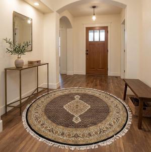5'0 x 5'0 Hand Knotted Indo Bidjar Fish Mahi Oriental Rug