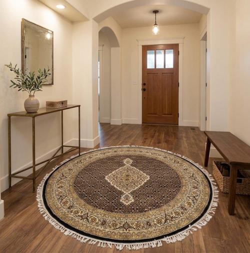 5'0 x 5'0 Hand Knotted Indo Bidjar Fish Mahi Oriental Rug