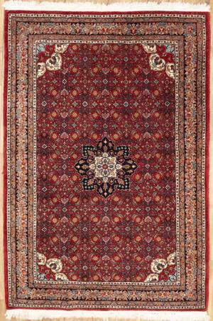 4'1 x 6'0 Hand Knotted Indo Bidjar Floral Oriental Wool Rug