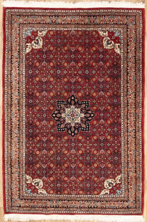 4'1 x 6'0 Hand Knotted Indo Bidjar Floral Oriental Wool Rug