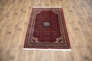 4'1 x 6'0 Hand Knotted Indo Bidjar Floral Oriental Wool Rug