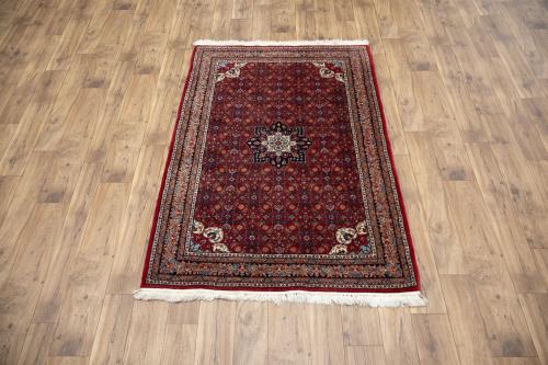 4'1 x 6'0 Hand Knotted Indo Bidjar Floral Oriental Wool Rug