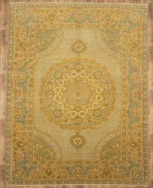 9'6 X 12'2 Hand Knotted Golden Beige Turkish Wool Rug
