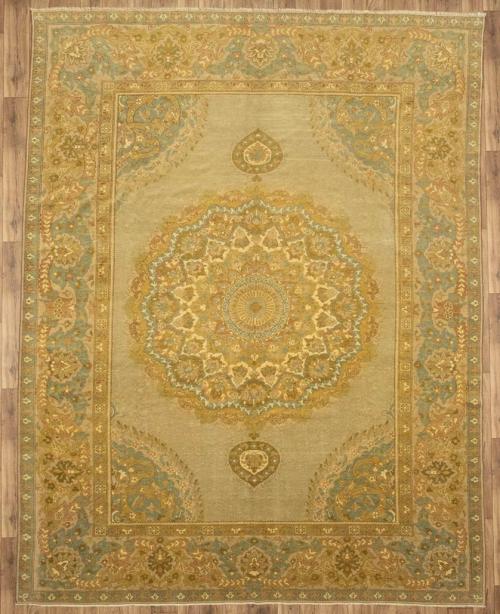 9'6 X 12'2 Hand Knotted Golden Beige Turkish Wool Rug