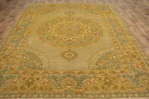 9'6 X 12'2 Hand Knotted Golden Beige Turkish Wool Rug