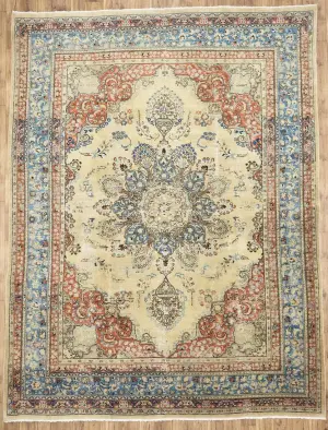 9'6x12'7 Hand Knotted Muted Floral Classic Oriental Wool Rug