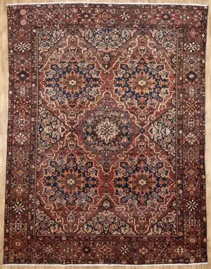 9'5-9'9x12'4 Hand-Knotted Floral Oriental Wool Rug