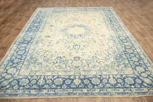 9'8 x 13'2 Hand-Knotted Muted Floral Oriental Wool Rug