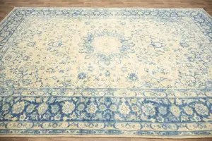 9'8 x 13'2 Hand-Knotted Muted Floral Oriental Wool Rug