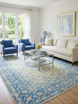 9'8 x 13'2 Hand-Knotted Muted Floral Oriental Wool Rug