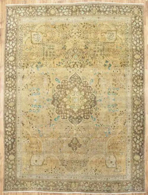 9'4x12'5 Hand-Knotted Floral Classic Oriental Wool Rug