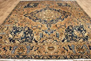 10'0 x 12'6 Hand-Knotted Muted Floral Oriental Wool Rug