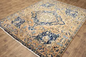 10'0 x 12'6 Hand-Knotted Muted Floral Oriental Wool Rug