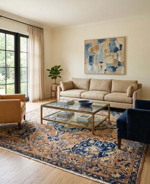 10'0 x 12'6 Hand-Knotted Muted Floral Oriental Wool Rug