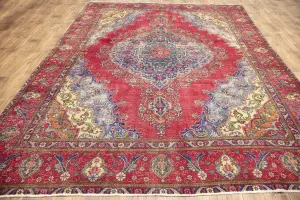 9'6x12'9 Hand-Knotted Muted Floral Oriental Wool Rug