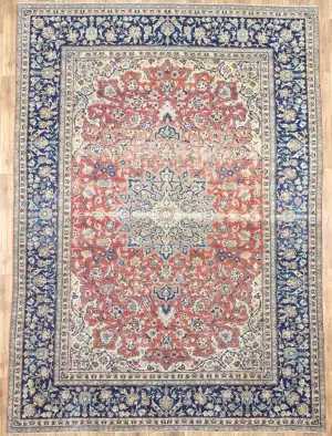 9'3x12'9 Hand-Knotted Floral Classic Oriental Wool Rug