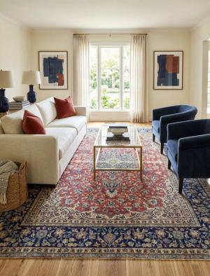 9'3x12'9 Hand-Knotted Floral Classic Oriental Wool Rug
