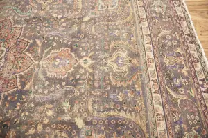 9'10 x 12'9 Hand-Knotted Muted Floral Oriental Wool Rug