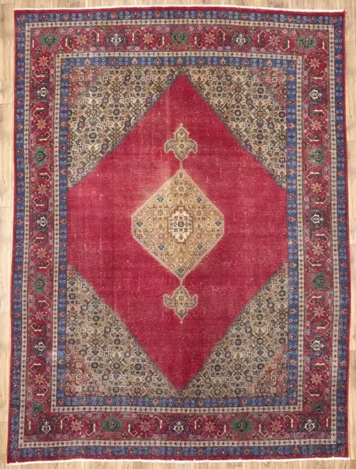 9'9x13'0 Hand-Knotted Floral Classic Oriental Wool Rug