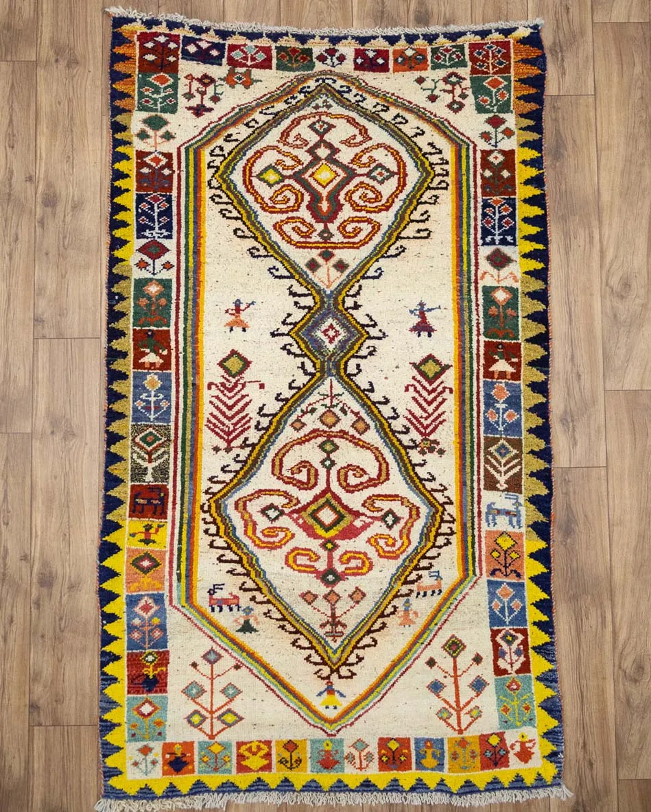 3'6 x 6'0 Hand-Knotted Tribal Pictorial Oriental Wool Rug - Image 1