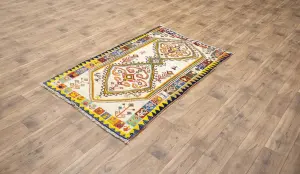 3'6 x 6'0 Hand-Knotted Tribal Pictorial Oriental Wool Rug