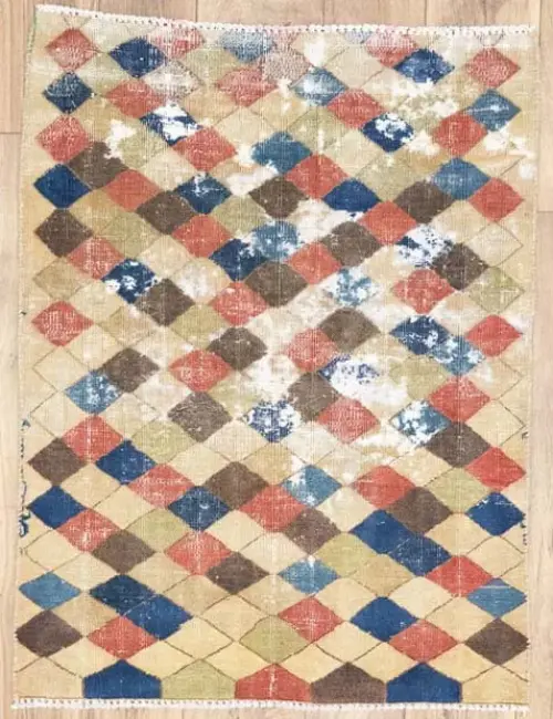 2'1x3'2 Hand Knotted Tribal Geometric Oriental Wool Rug