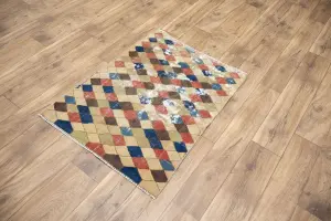 2'1x3'2 Hand Knotted Tribal Geometric Oriental Wool Rug
