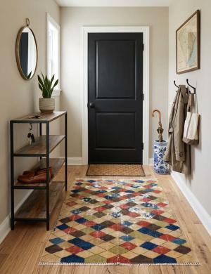 2'1x3'2 Hand Knotted Tribal Geometric Oriental Wool Rug