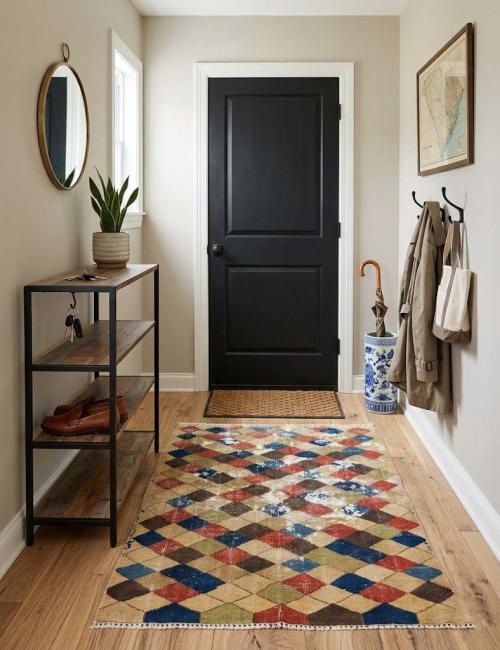 2'1x3'2 Hand Knotted Tribal Geometric Oriental Wool Rug