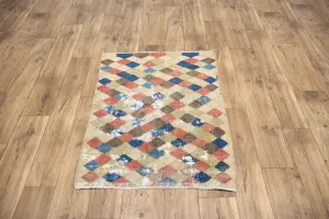 2'1x3'2 Hand Knotted Tribal Geometric Oriental Wool Rug