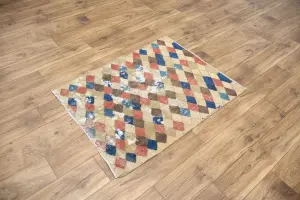 2'1x3'2 Hand Knotted Tribal Geometric Oriental Wool Rug