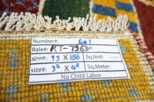 3'2x4'11 Hand Knotted Tribal Stripped Oriental Wool Rug