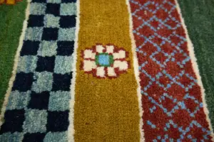 3'2x4'11 Hand Knotted Tribal Stripped Oriental Wool Rug