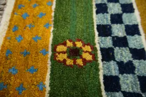 3'2x4'11 Hand Knotted Tribal Stripped Oriental Wool Rug