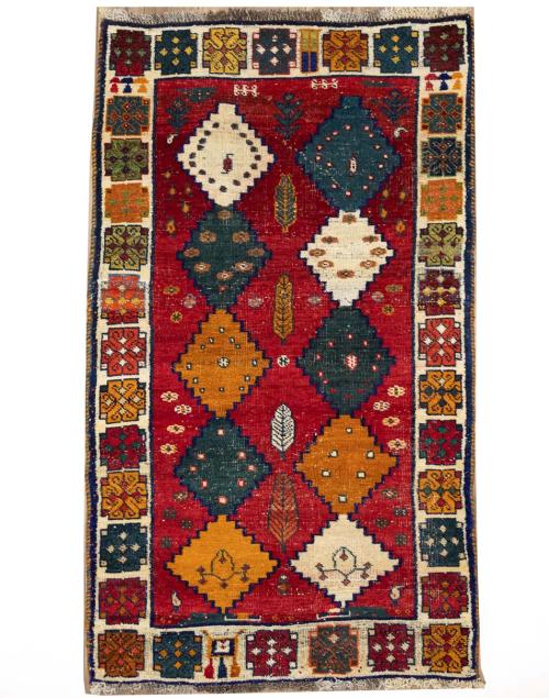 3'7x6'3 Hand Knotted Tribal Geoemetric Oriental Wool Rug