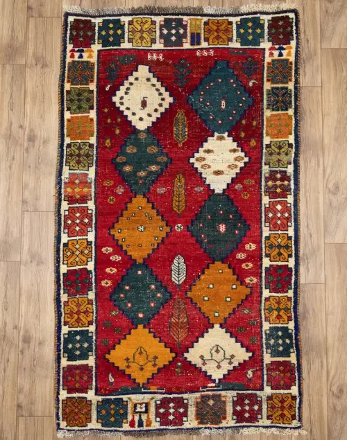 3'7x6'3 Hand Knotted Tribal Geoemetric Oriental Wool Rug