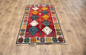 3'7x6'3 Hand Knotted Tribal Geoemetric Oriental Wool Rug